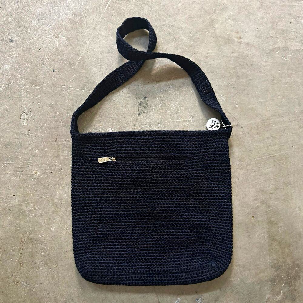 The Sak Navy Solid Shoulder Bag Purse w/ Zip Closure & Silver Hardware